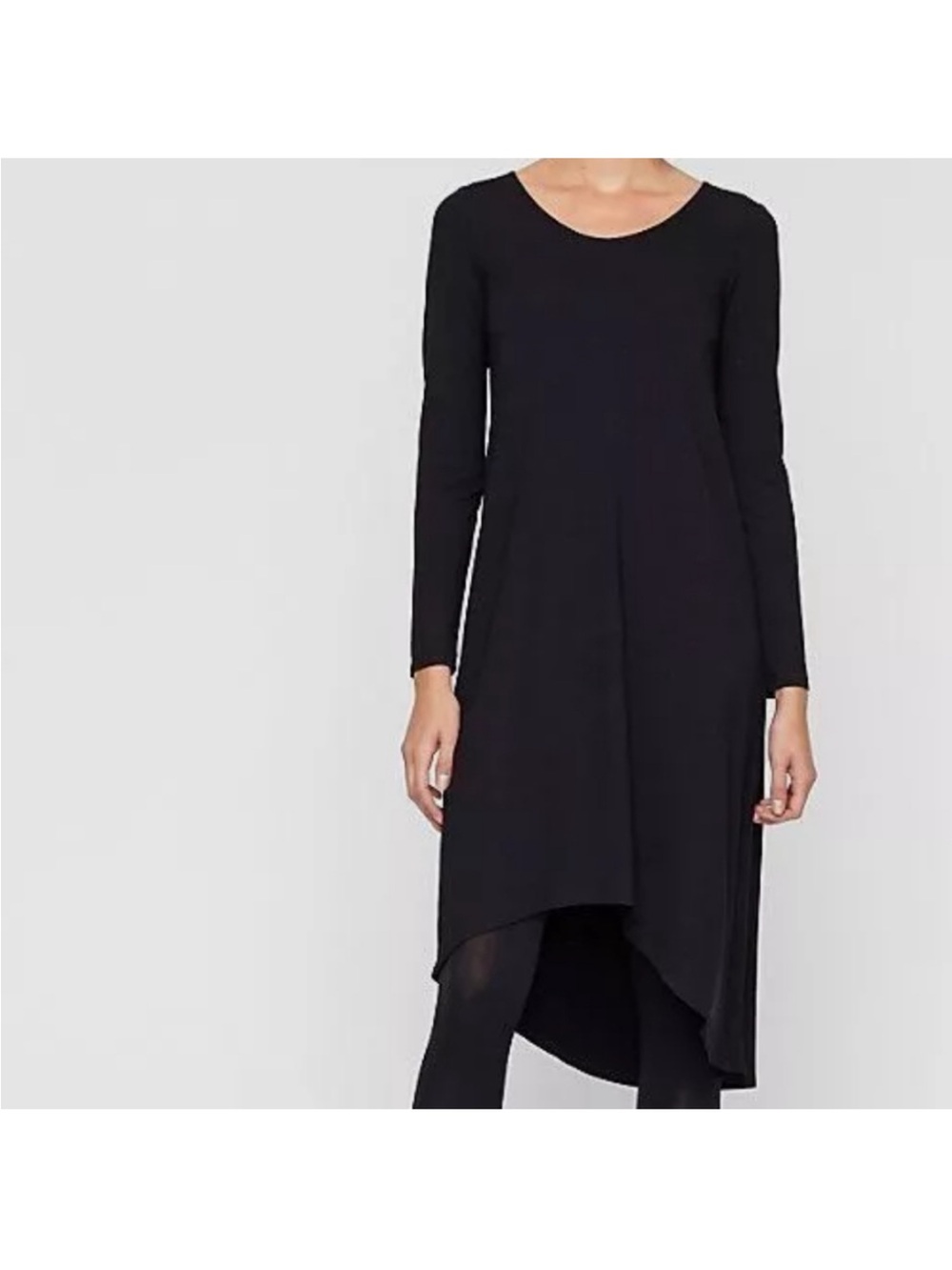 Eileen Fisher Asymmetrical Jersey Dress Charcoal Grey Black Large